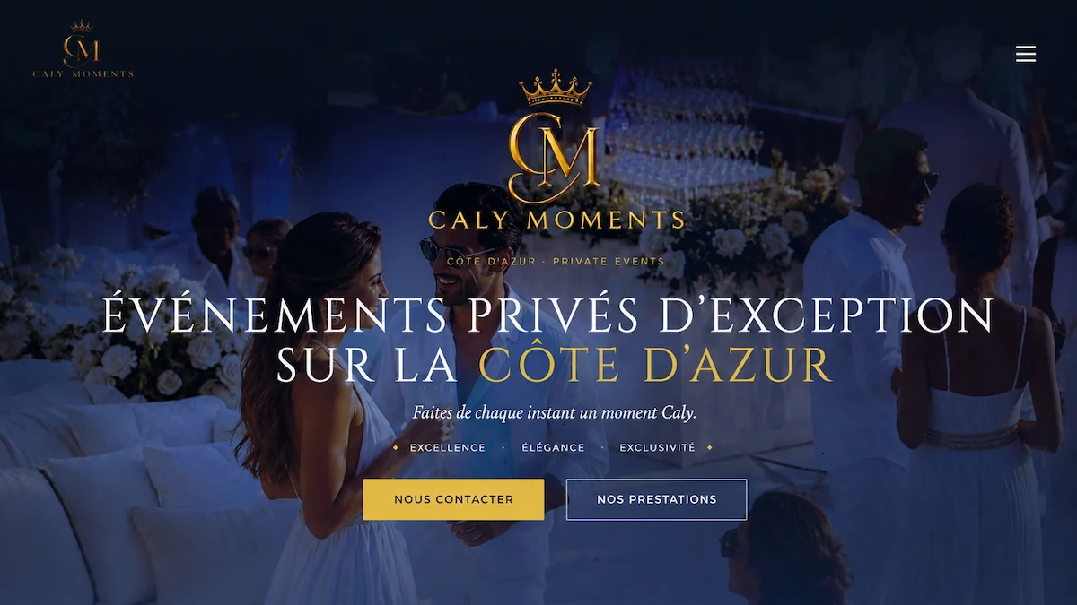 Aperçu de la page d’accueil du site Caly Moments